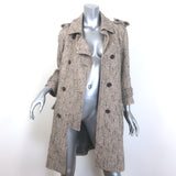 Derek Lam Belted Tweed Double Breasted Coat Taupe Wool-Blend Size 8