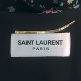 Saint Laurent Floral Print Ruffled Mini Dress Black Silk Georgette Size 40