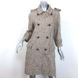 Derek Lam Belted Tweed Double Breasted Coat Taupe Wool-Blend Size 8