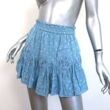 LoveShackFancy Mini Skirt Adia Blue Polka Dot Print Cotton Size Petite