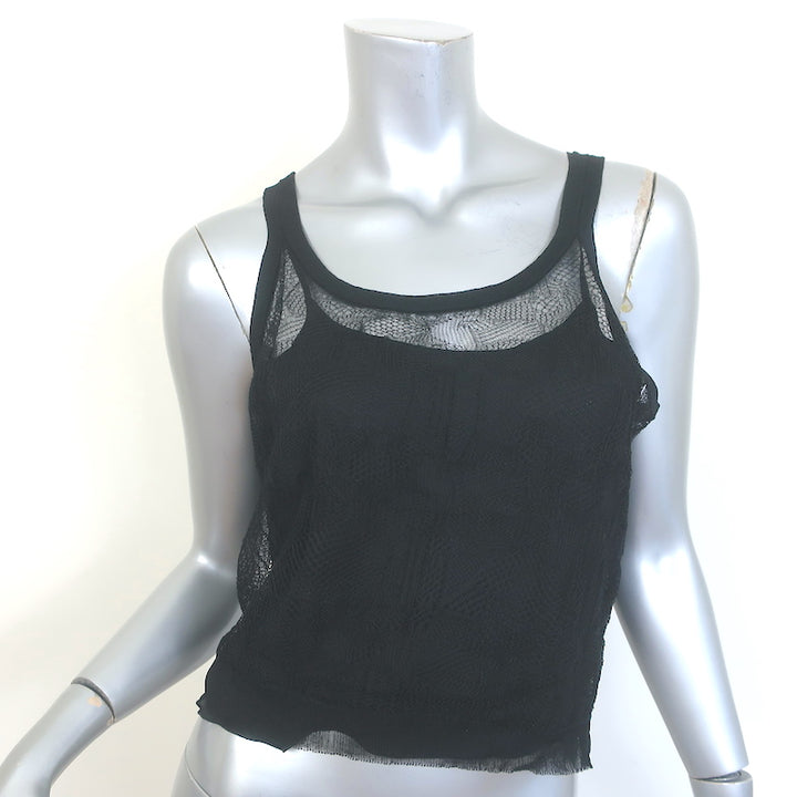 Christian Dior Lace Twinset Black Silk Size 40 Matching Cardigan &amp; Tank Top