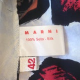 Marni Ruffled Double V-Neck Tank Top Light Blue Floral Print Silk Size 42