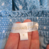 LoveShackFancy Mini Skirt Adia Blue Polka Dot Print Cotton Size Petite