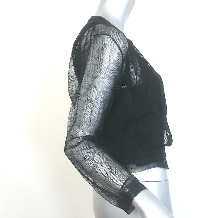 Christian Dior Lace Twinset Black Silk Size 40 Matching Cardigan &amp; Tank Top