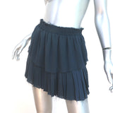 LoveShackFancy Ruffle Mini Skirt Navy Silk Size 2
