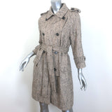 Derek Lam Belted Tweed Double Breasted Coat Taupe Wool-Blend Size 8