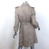 Derek Lam Belted Tweed Double Breasted Coat Taupe Wool-Blend Size 8