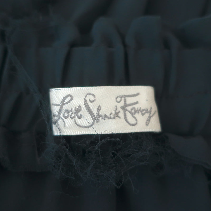 LoveShackFancy Ruffle Mini Skirt Navy Silk Size 2