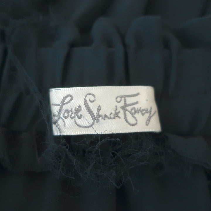 LoveShackFancy Ruffle Mini Skirt Navy Silk Size 2