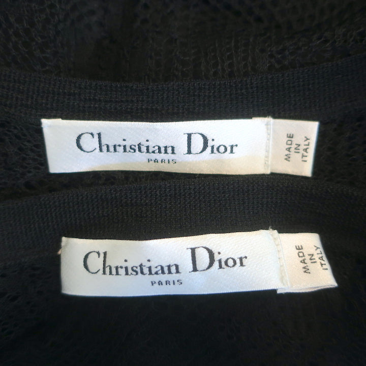 Christian Dior Lace Twinset Black Silk Size 40 Matching Cardigan &amp; Tank Top