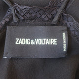 Zadig & Voltaire Carolina Lace-Trimmed Tank Top Black Silk Size Large