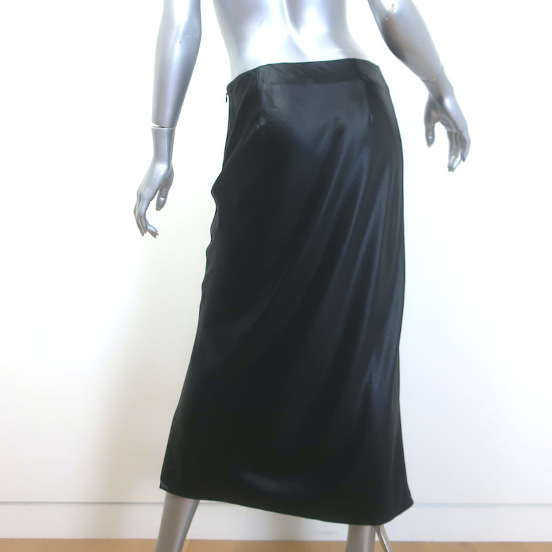T by Alexander Wang Wet Shine Midi Skirt Black Satin Size 4