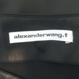 T by Alexander Wang Wet Shine Midi Skirt Black Satin Size 4