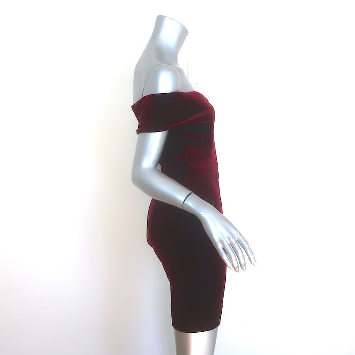 Nicholas Off the Shoulder Velvet Mini Dress Burgundy Size US 4