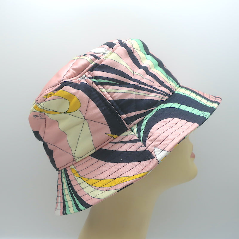 Emilio Pucci Techno Twill Bucket Hat Pink Onde Print Size 1 NEW