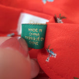 RIXO Moss Tie-Neck Blouse Red Floral Print Silk Size Extra Large Long Sleeve Top