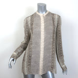 Chloe Scarf-Neck Snakeskin Print Blouse Cream/Gray Silk Size 42 Long Sleeve Top