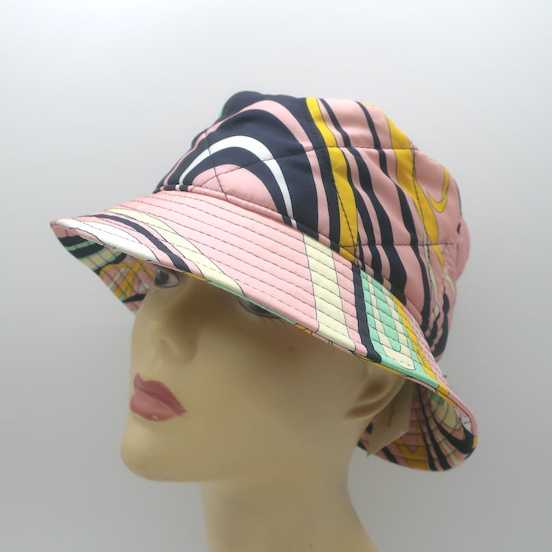 Emilio Pucci Techno Twill Bucket Hat Pink Onde Print Size 1 NEW