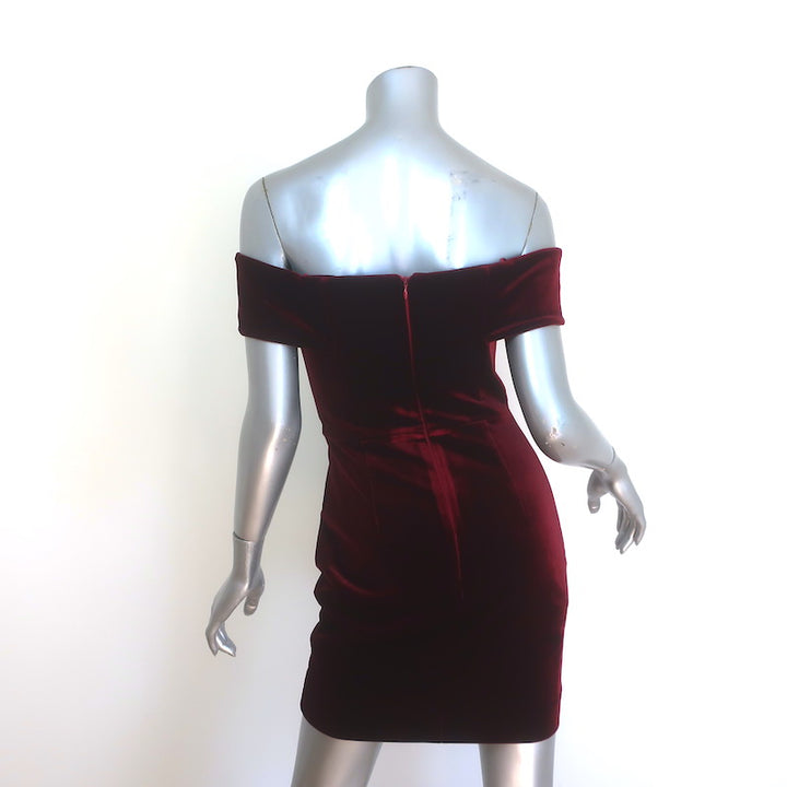 Nicholas Off the Shoulder Velvet Mini Dress Burgundy Size US 4