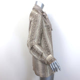 Chloe Scarf-Neck Snakeskin Print Blouse Cream/Gray Silk Size 42 Long Sleeve Top
