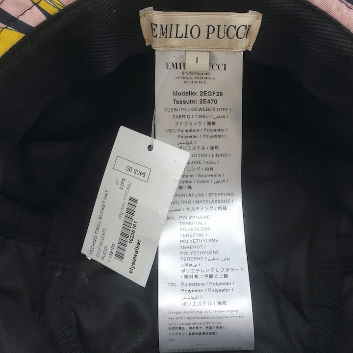 Emilio Pucci Techno Twill Bucket Hat Pink Onde Print Size 1 NEW