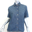 Christian Dior Tiger-Embroidered Denim Shirt Blue Size US 4 Short Sleeve Top