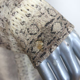Chloe Scarf-Neck Snakeskin Print Blouse Cream/Gray Silk Size 42 Long Sleeve Top
