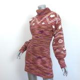 LoveShackFancy Turtleneck Dress Pacifica Pink Intarsia Knit Size Extra Small