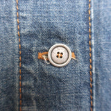 Christian Dior Tiger-Embroidered Denim Shirt Blue Size US 4 Short Sleeve Top