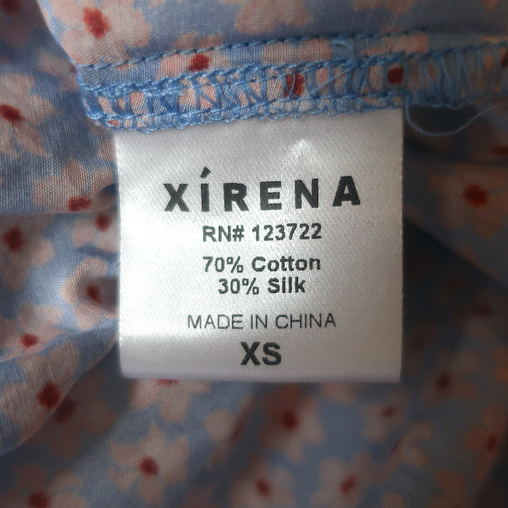 Xirena Smocked Midi Dress Lorraine Blue Floral Print Size Extra Small NEW