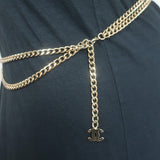 Chanel 02P Coco Name Plate Chain Belt Pink Crystals