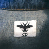 Christian Dior Tiger-Embroidered Denim Shirt Blue Size US 4 Short Sleeve Top