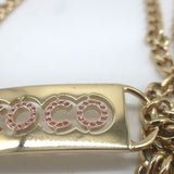 Chanel 02P Coco Name Plate Chain Belt Pink Crystals
