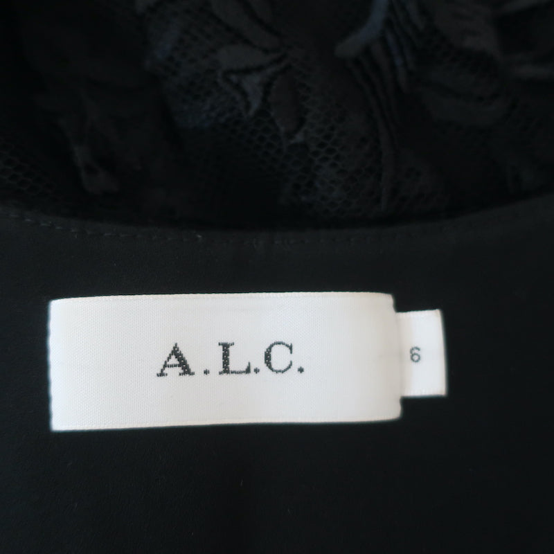 A.L.C. Mini Dress Black Velvet &amp; Bird-Embroidered Lace Size 6
