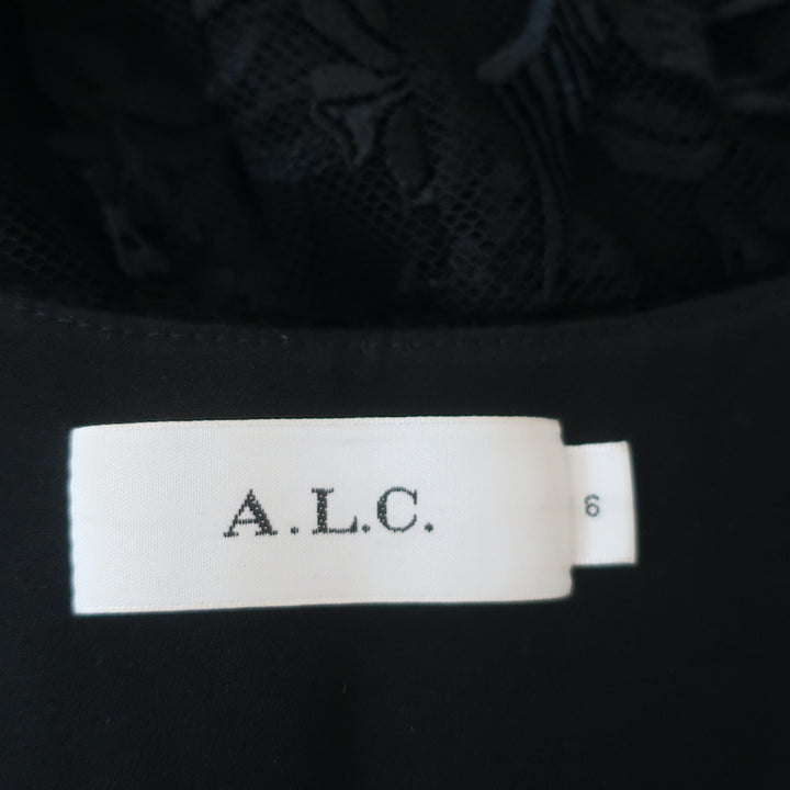 A.L.C. Mini Dress Black Velvet &amp; Bird-Embroidered Lace Size 6