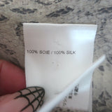 Chloe Scarf-Neck Snakeskin Print Blouse Cream/Gray Silk Size 42 Long Sleeve Top