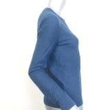 Hermes Embroidered Knit Sweater Blue Size 38 V-Neck Pullover