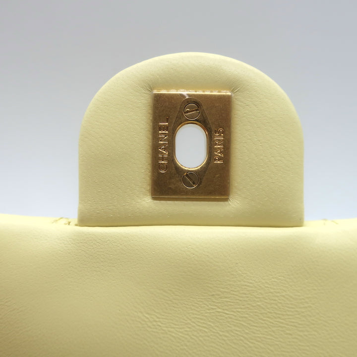 Chanel 23S Mini Camellia Crush Square Flap Bag Light Yellow Quilted Leather NEW