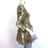 LoveShackFancy Smocked Mini Dress Greenwich Gold Floral Print Size Petite NEW