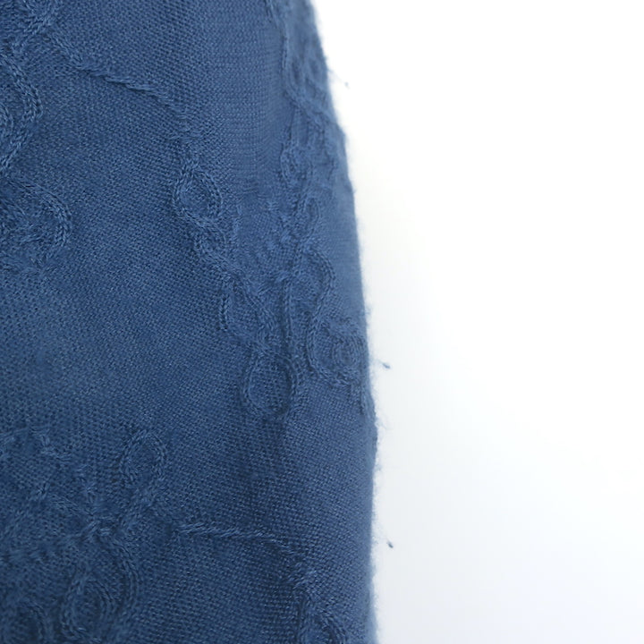 Hermes Embroidered Knit Sweater Blue Size 38 V-Neck Pullover