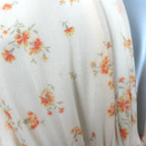 Celine Ruched Floral Print Georgette Midi Dress Ivory Silk Size 38