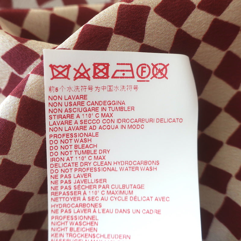 Marni Asymmetric Ruffle Skirt Burgundy &amp; Beige Checkered Silk Size 40