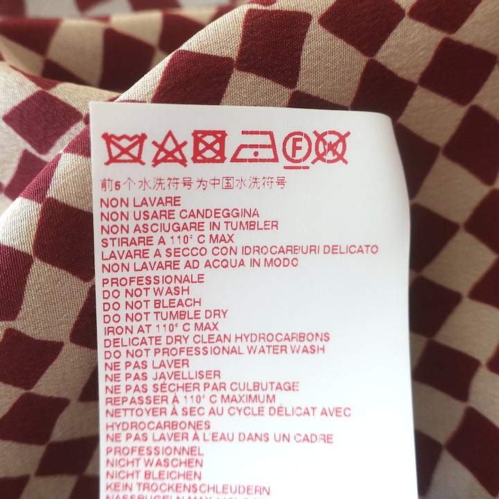 Marni Asymmetric Ruffle Skirt Burgundy &amp; Beige Checkered Silk Size 40