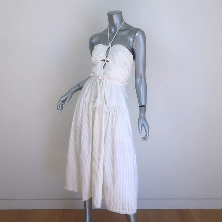 Ulla Johnson Emmaline Cutout Midi Halter Dress White Cotton Size 4 NEW