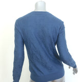 Hermes Embroidered Knit Sweater Blue Size 38 V-Neck Pullover
