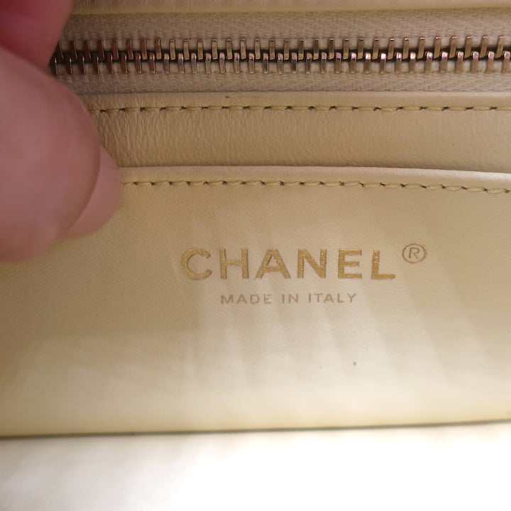 Chanel 23S Mini Camellia Crush Square Flap Bag Light Yellow Quilted Leather NEW