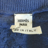 Hermes Embroidered Knit Sweater Blue Size 38 V-Neck Pullover