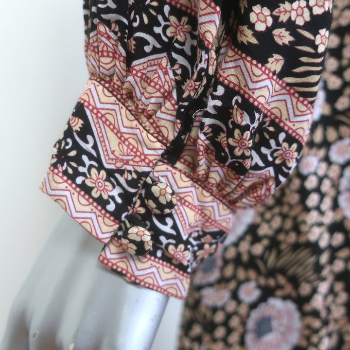 Natalie Martin Kate Maxi Wrap Dress Black Floral Print Size Large