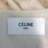 Celine Ruched Floral Print Georgette Midi Dress Ivory Silk Size 38