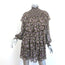 Cinq e Sept Long Sleeve Turtleneck Mini Dress Drew Brown Printed Chiffon Size 2